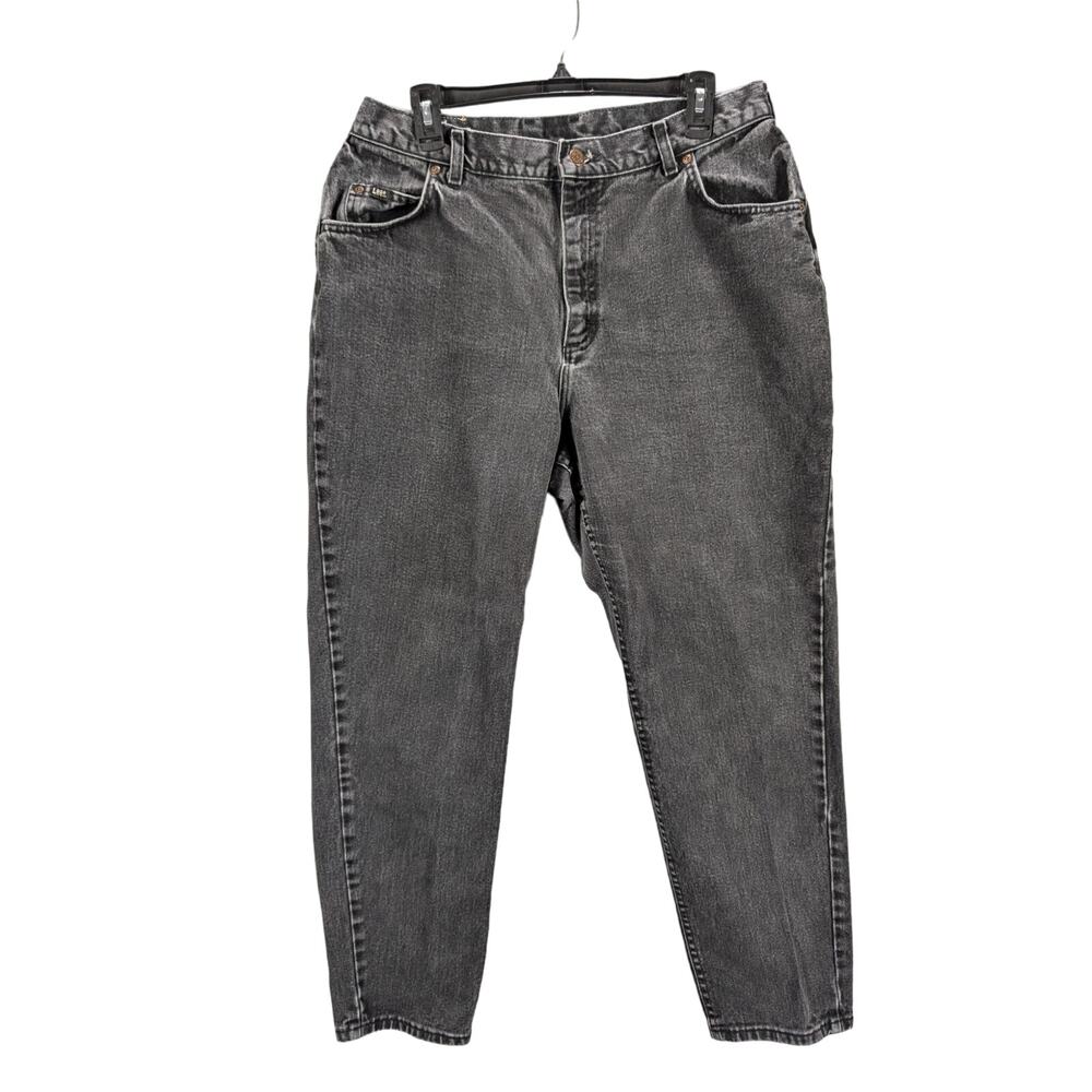Vintage Lee jeans Womens 18 Med Black Denim Tapered 1980s High Rise Mom Pants